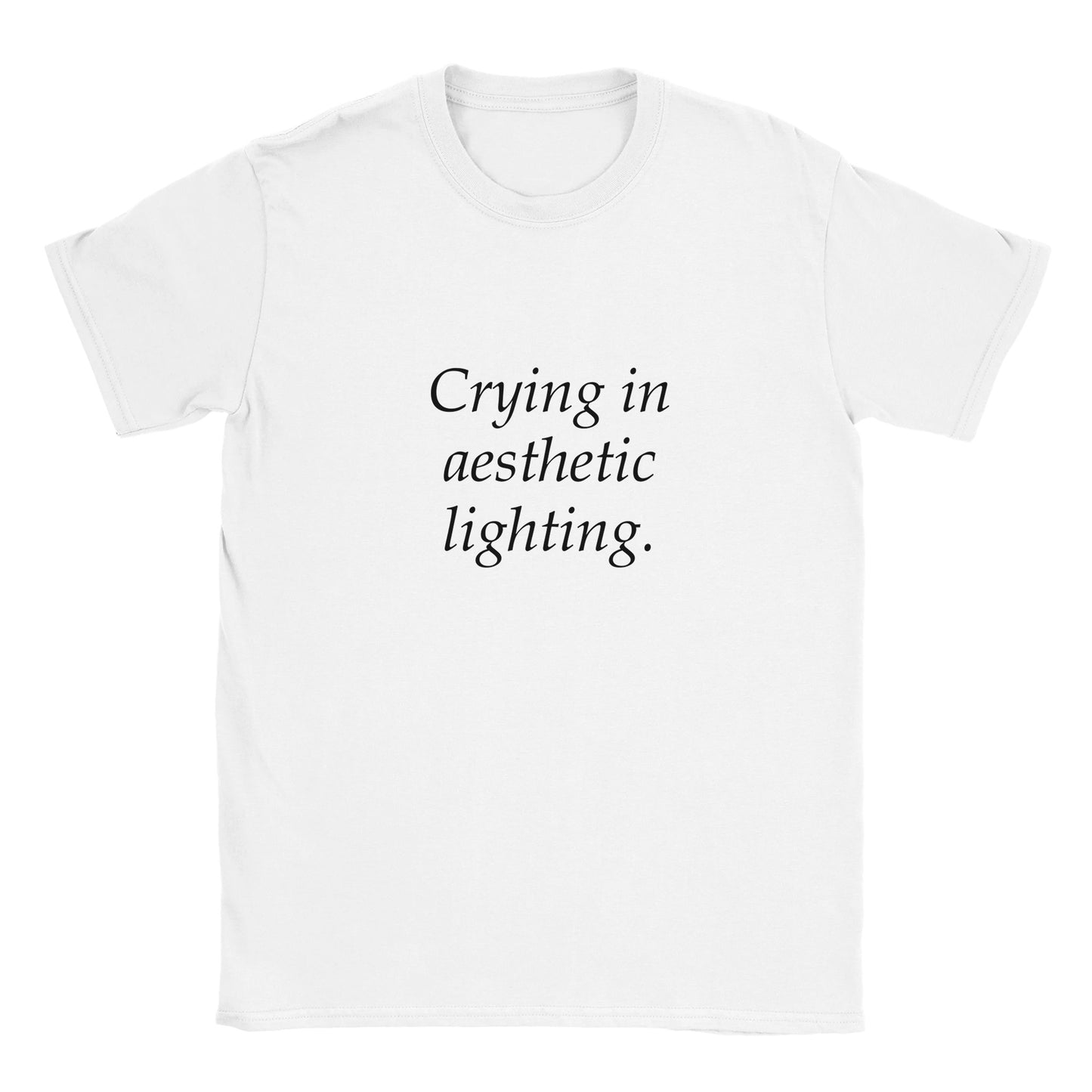 Rolig t-shirt med texten crying in aesthetic lightning