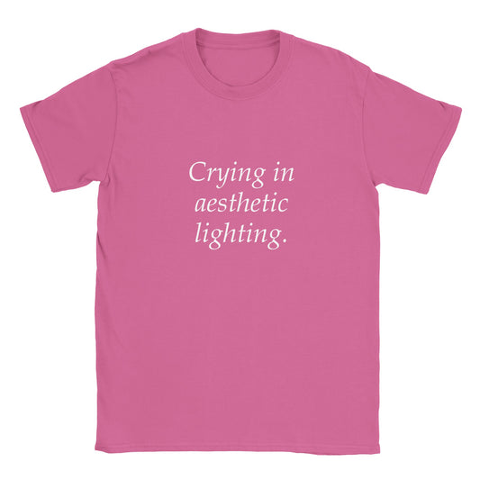 Rolig t-shirt med texten crying in aesthetic lightning